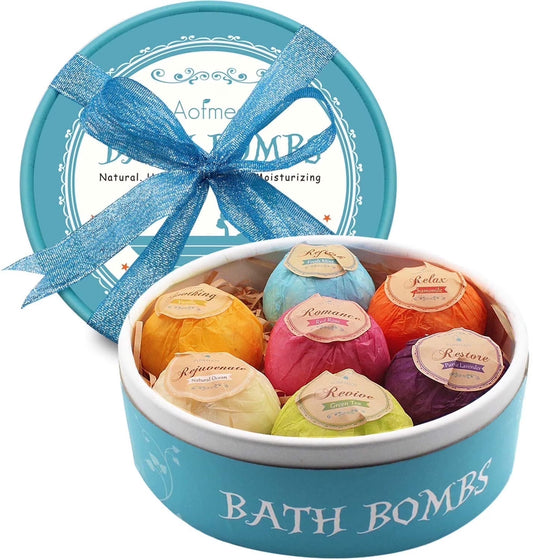 Bath Bombs Set, 7 Natural Spa Bubble Bath Salts, Self Care Gifts Fizzy Suit, Perfect Easter Birthday Mother'S Day Gift for Women Men Kids