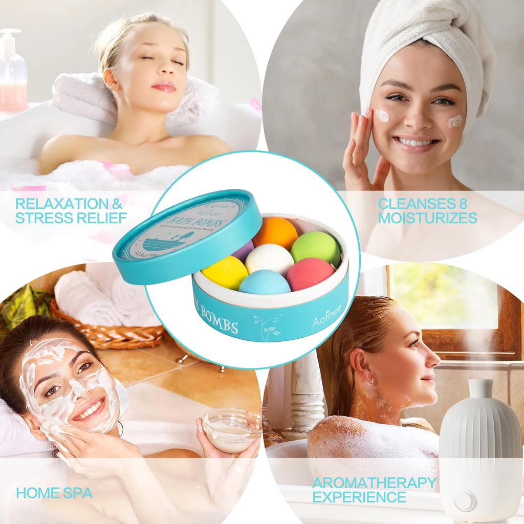 Bath Bombs Set, 7 Natural Spa Bubble Bath Salts, Self Care Gifts Fizzy Suit, Perfect Easter Birthday Mother'S Day Gift for Women Men Kids