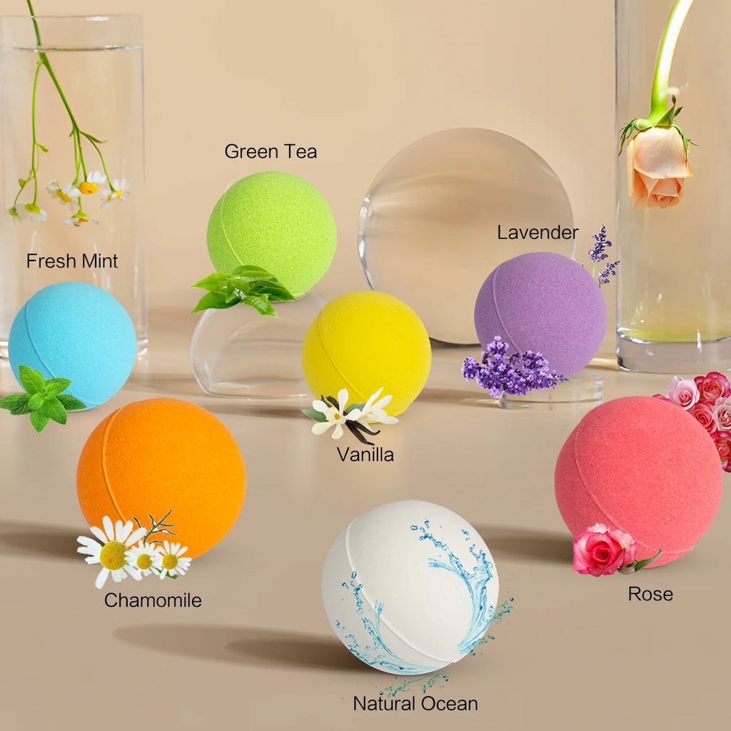 Bath Bombs Set, 7 Natural Spa Bubble Bath Salts, Self Care Gifts Fizzy Suit, Perfect Easter Birthday Mother'S Day Gift for Women Men Kids